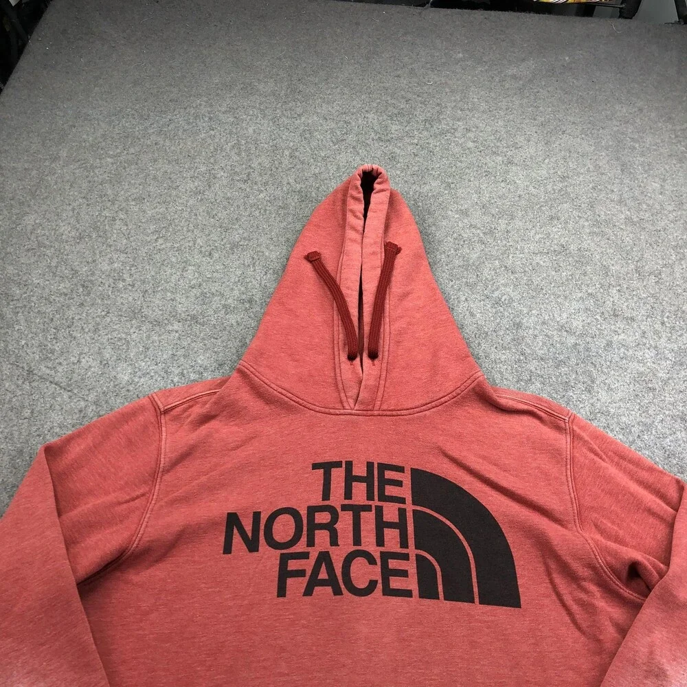 The North Face Hoodie Mens Large Red Pullover Fleece Sweatshirt Big Logo